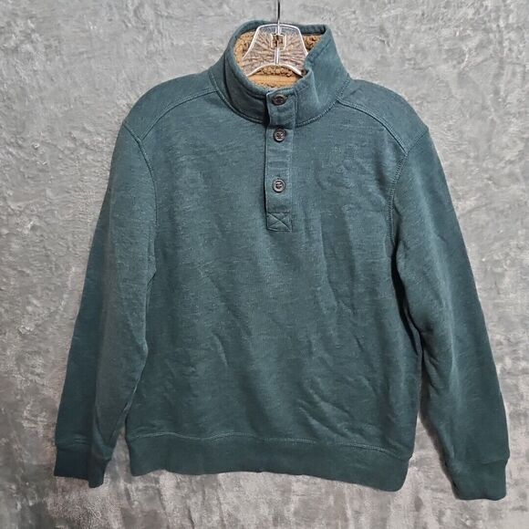 GH Bass & Co Mens Med Green pullover 1/4 button sweatshirt style - Picture 1 of 9